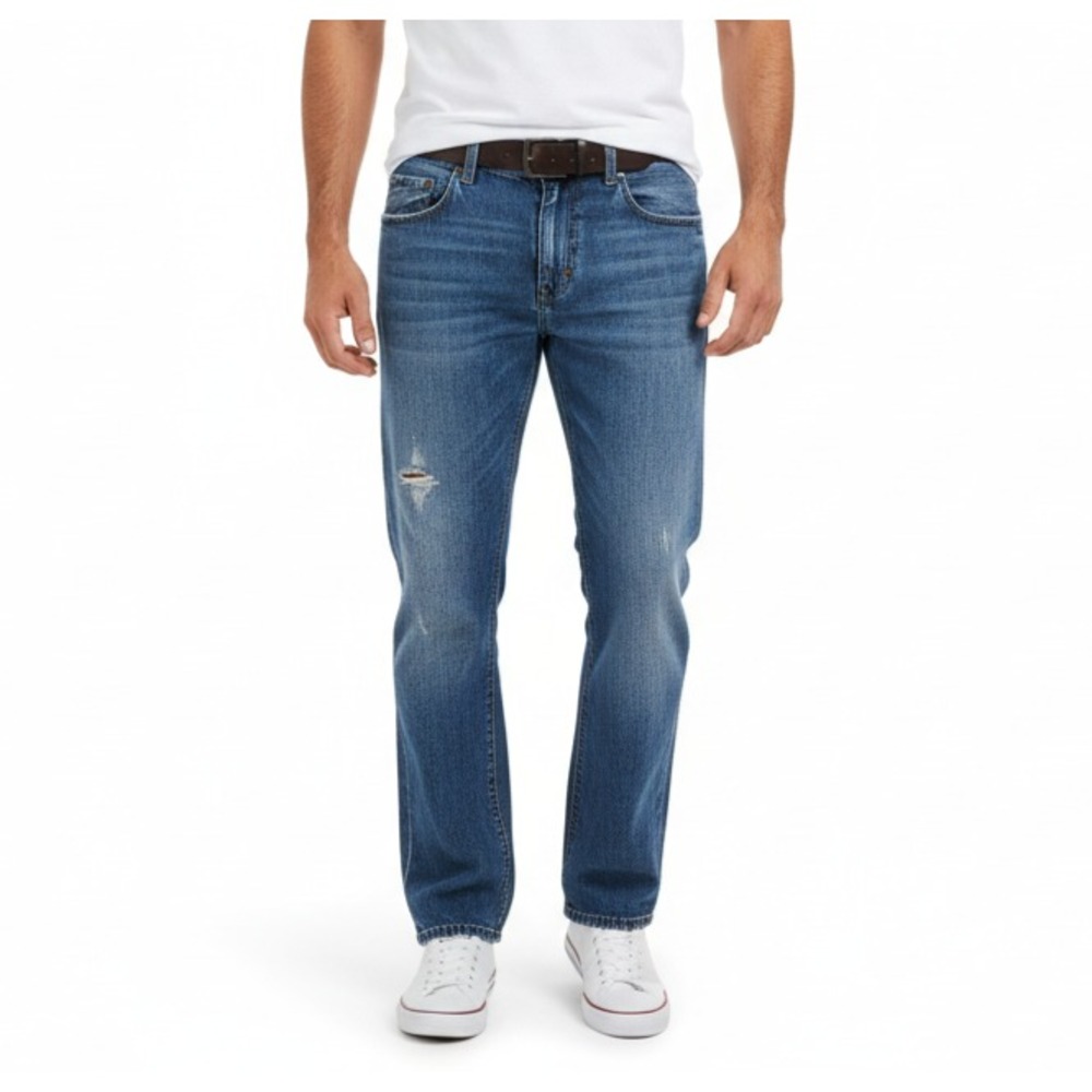 Tommy Bahama Mens 33x32 Blue Distressed Standard Fit Jeans Casual Relaxed Denim